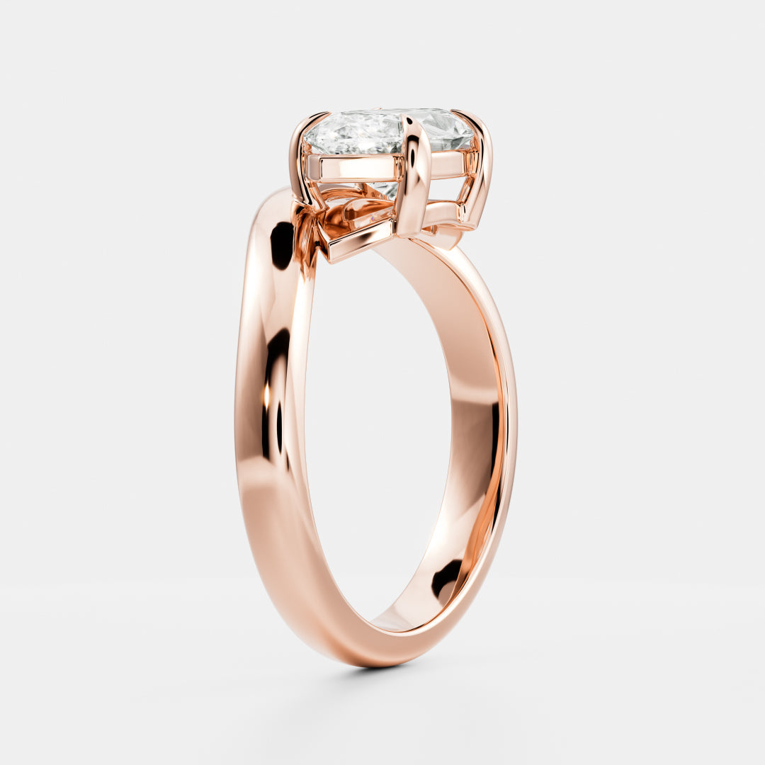1.5 CT Marquise: Wavy Solitaire Lab Grown Diamond Engagement Ring