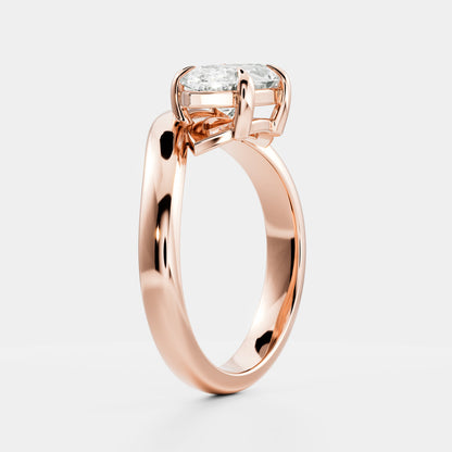 1.5 CT Marquise: Wavy Solitaire Lab Grown Diamond Engagement Ring