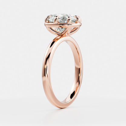 2.5 CT Old Min Cushion: Pronged Bezel Lab Grown Diamond Engagement Ring