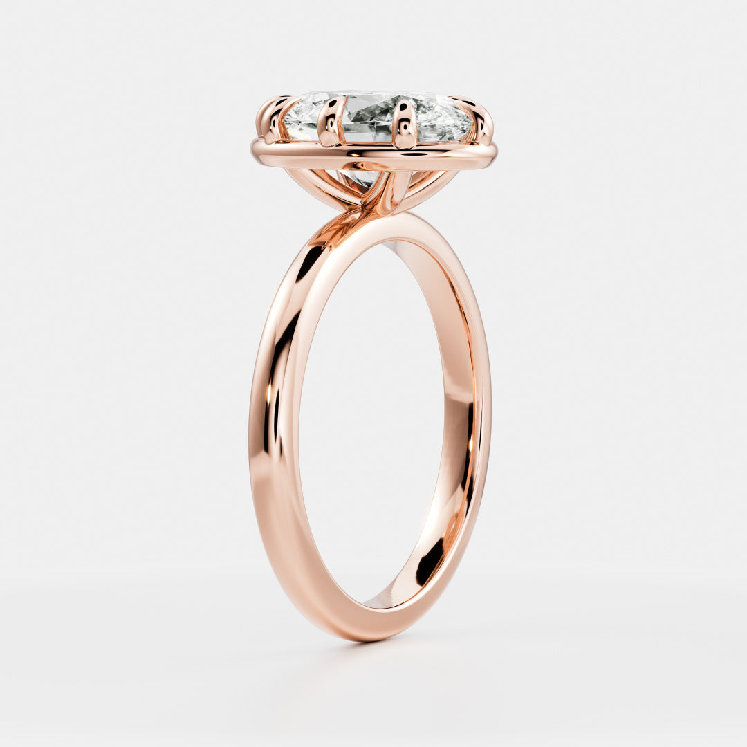 2.5 CT Oval: Pronged Bezel Lab Grown Diamond Engagement Ring