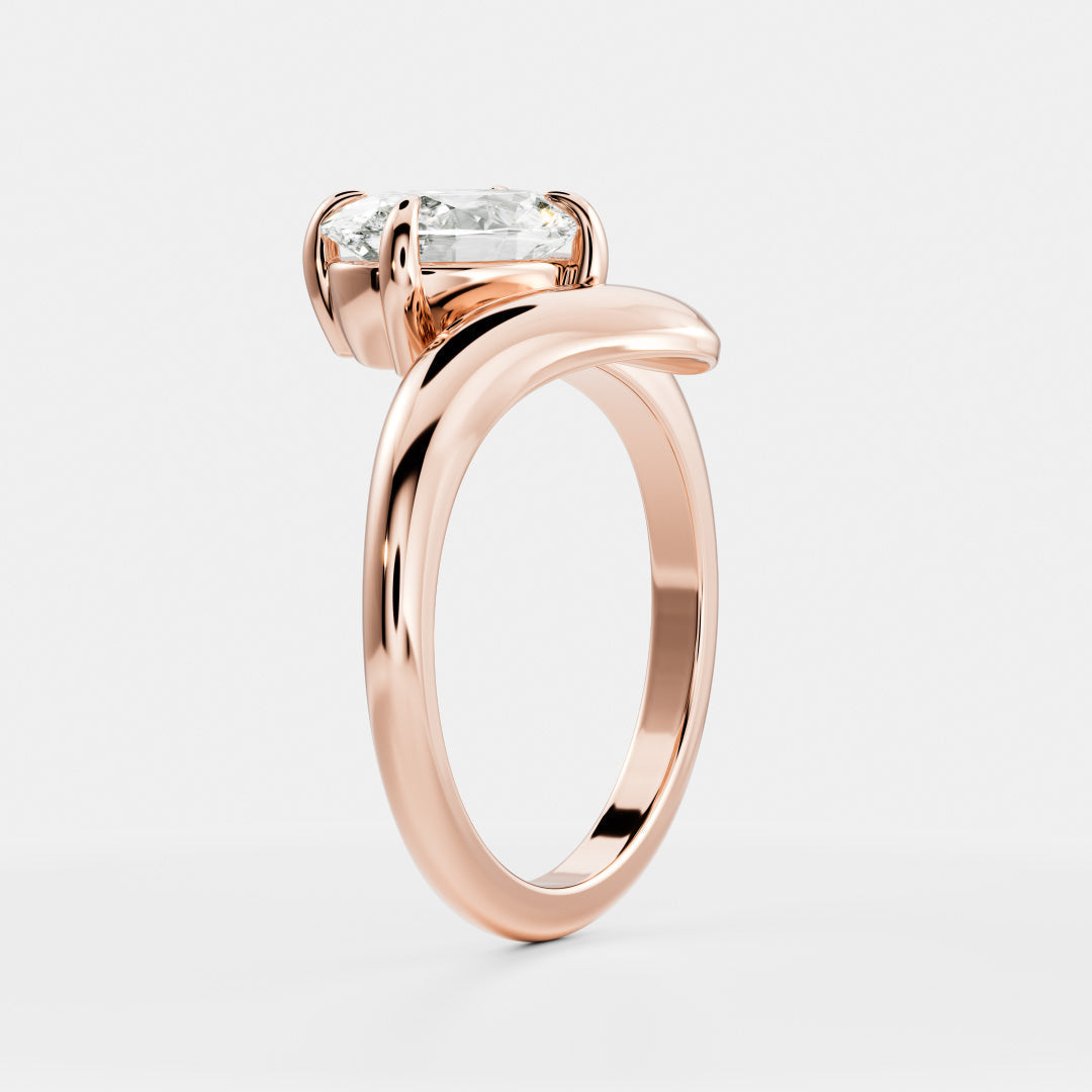 2 CT Oval: Solitaire Twisted Band Lab Grown Diamond Engagement Ring