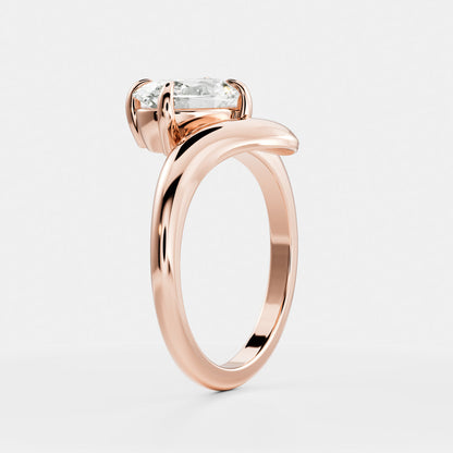 2 CT Oval: Solitaire Twisted Band Lab Grown Diamond Engagement Ring