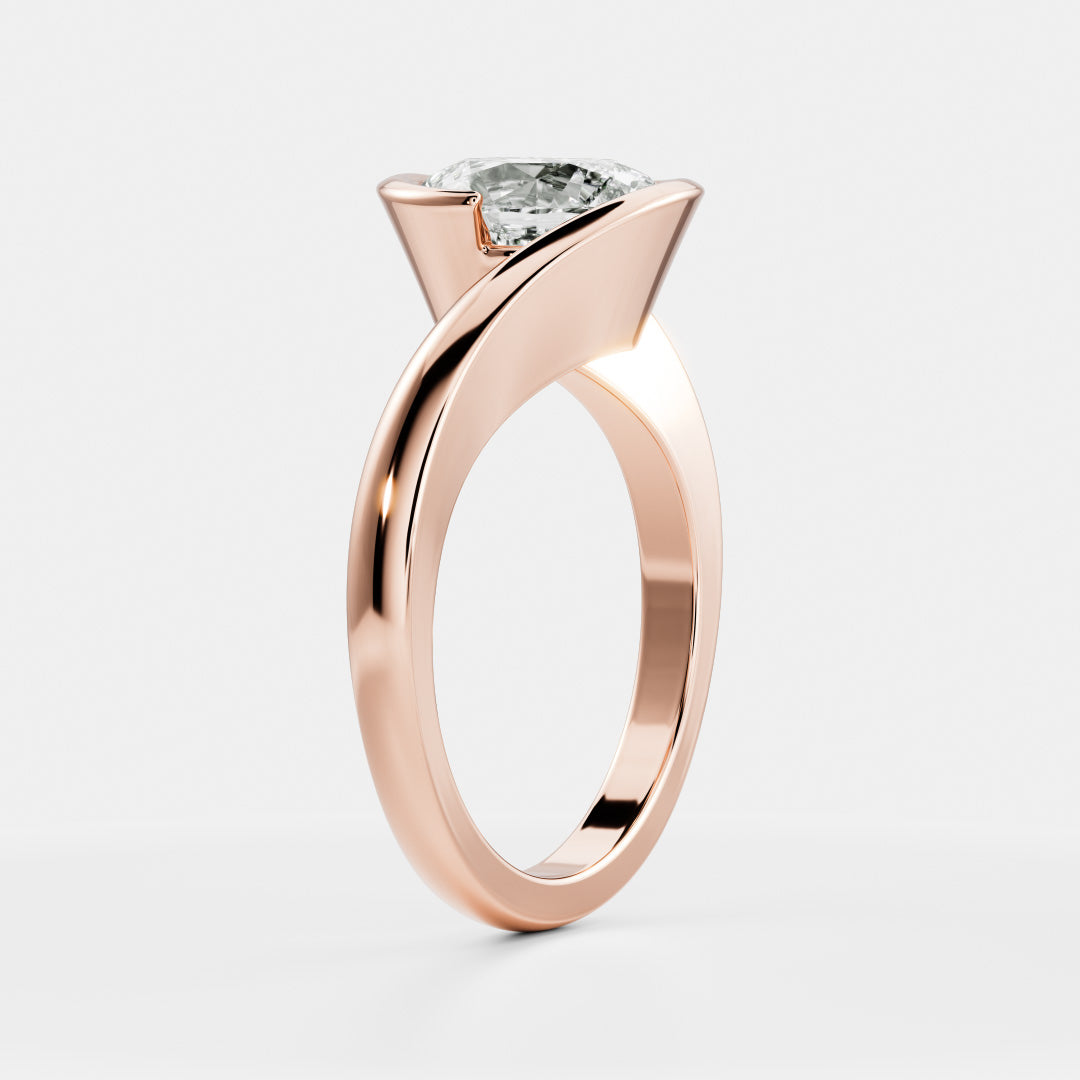 2 CT Oval: Solitaire Swirl Lab Grown Diamond