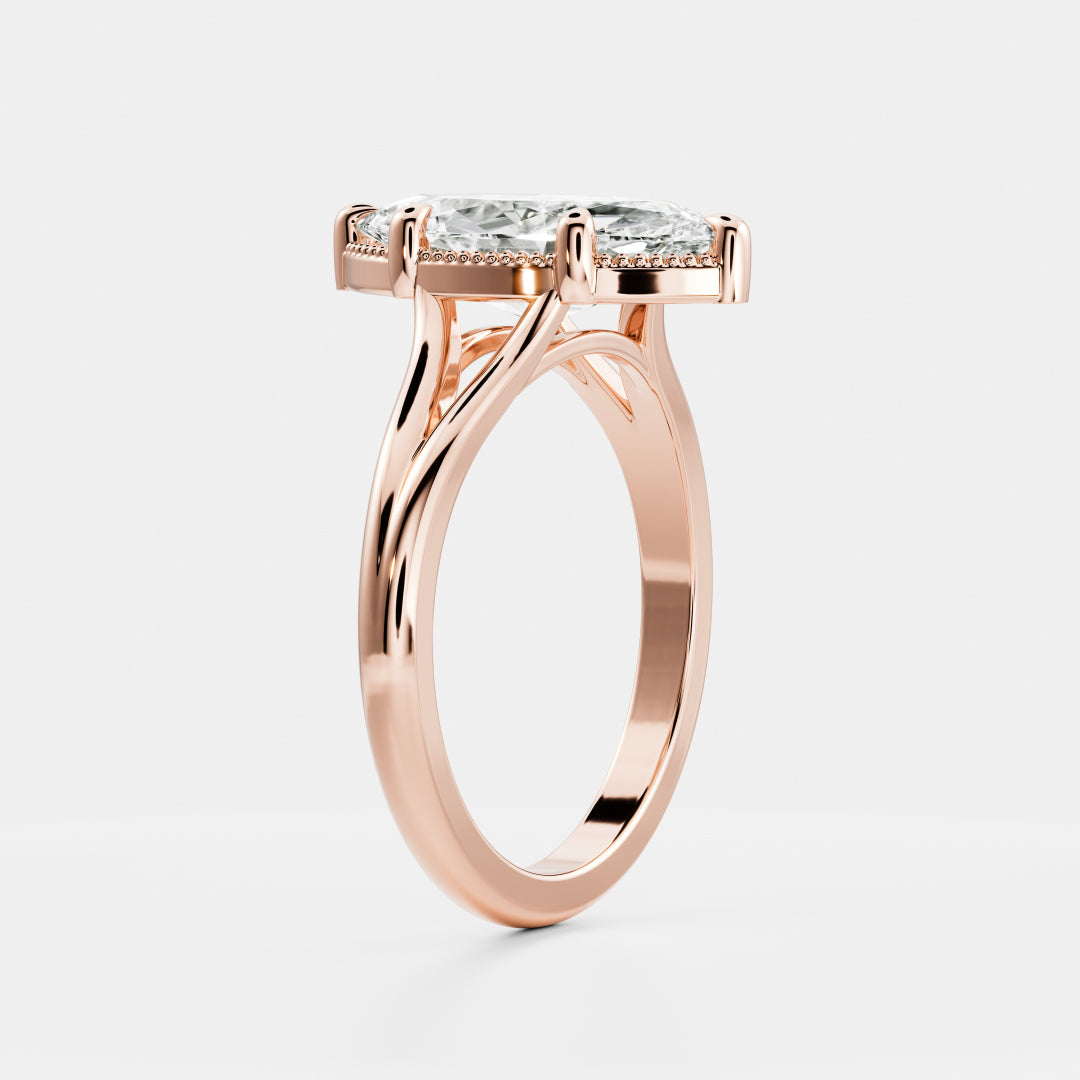 2.5 CT Marquise: Pronged Bezel Split Shank Lab Grown Diamond Engagement Ring