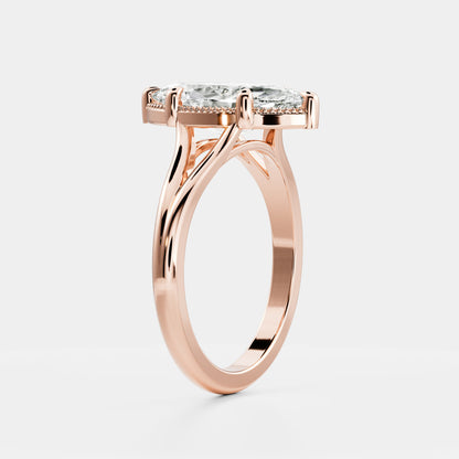 2.5 CT Marquise: Pronged Bezel Split Shank Lab Grown Diamond Engagement Ring