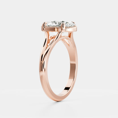 2.5 CT Oval: Pronged Bezel Split Shank Lab Grown Diamond Engagement Ring