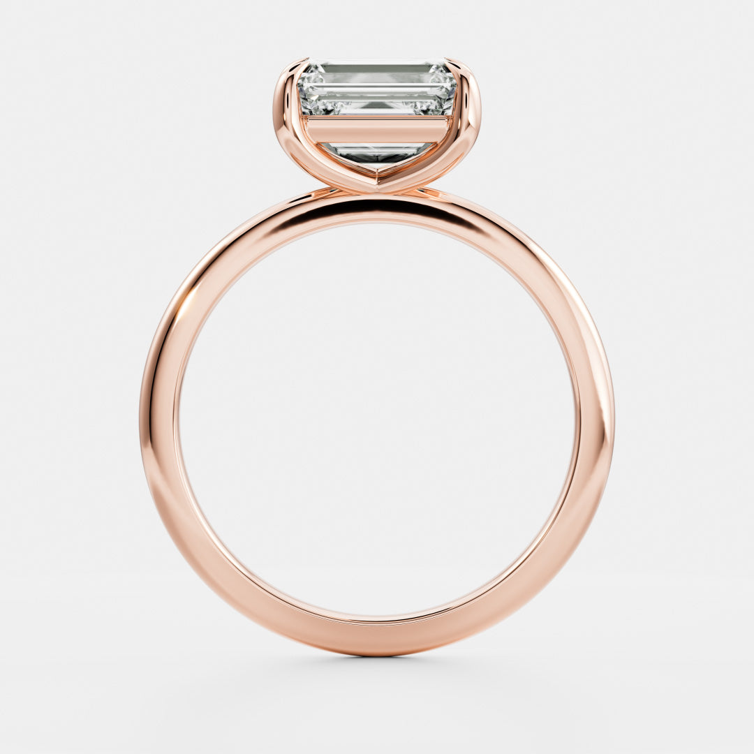 1.5 CT East West Emerald: Solitaire Lab Grown Diamond Engagement Ring