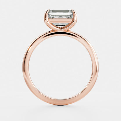 1.5 CT East West Emerald: Solitaire Lab Grown Diamond Engagement Ring