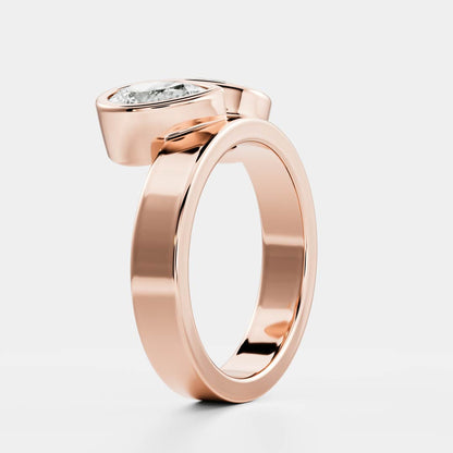 3 CT Oval & Pear: Chunky Toi Et Moi Bezel Lab Grown Diamond Engagement Ring