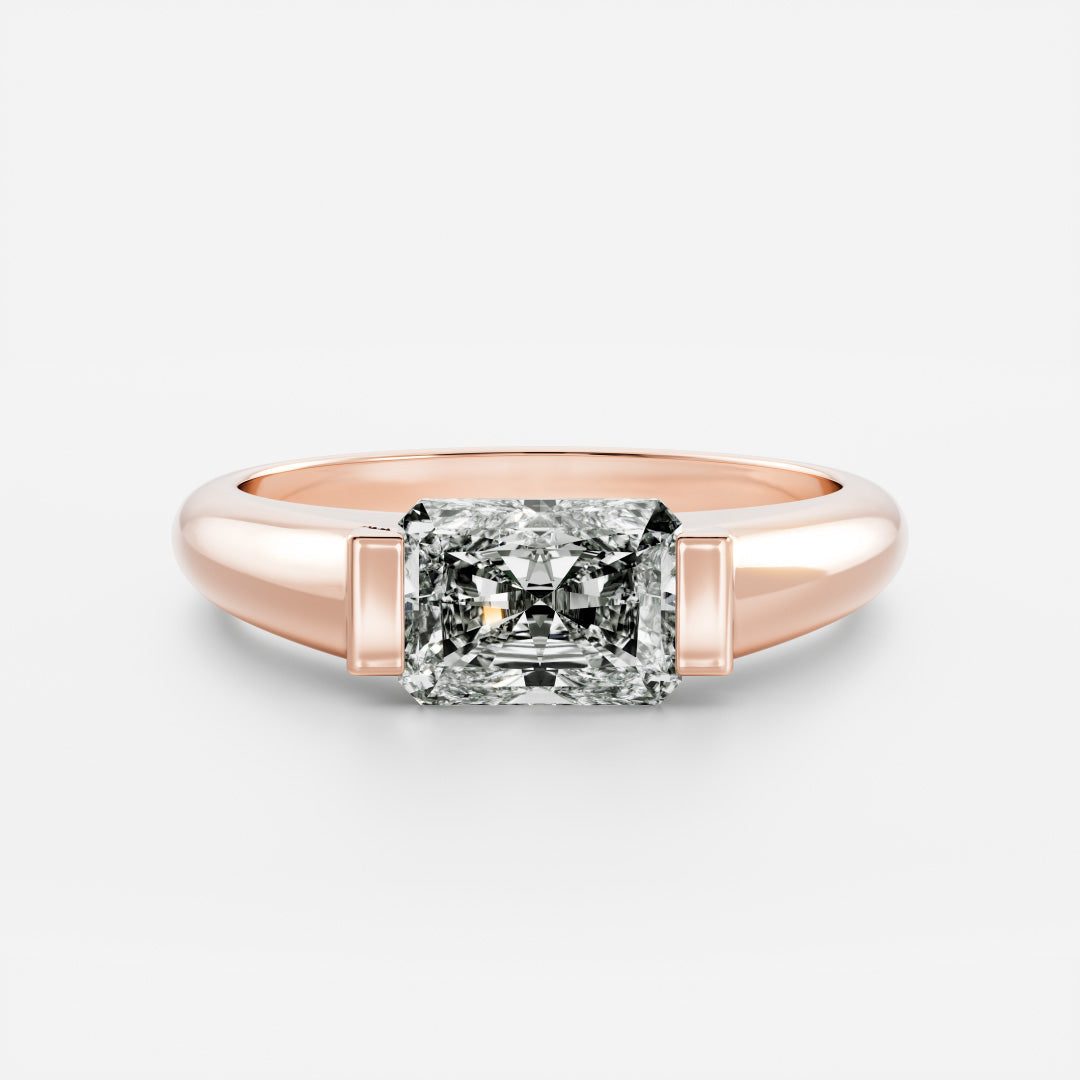 1.5 CT Radiant: Half Bezel Signet Lab Grown Diamond