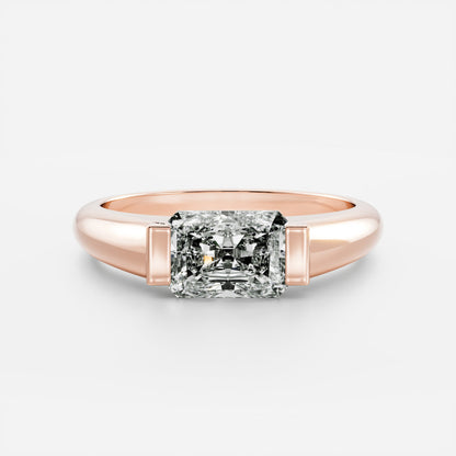 1.5 CT Radiant: Half Bezel Signet Lab Grown Diamond