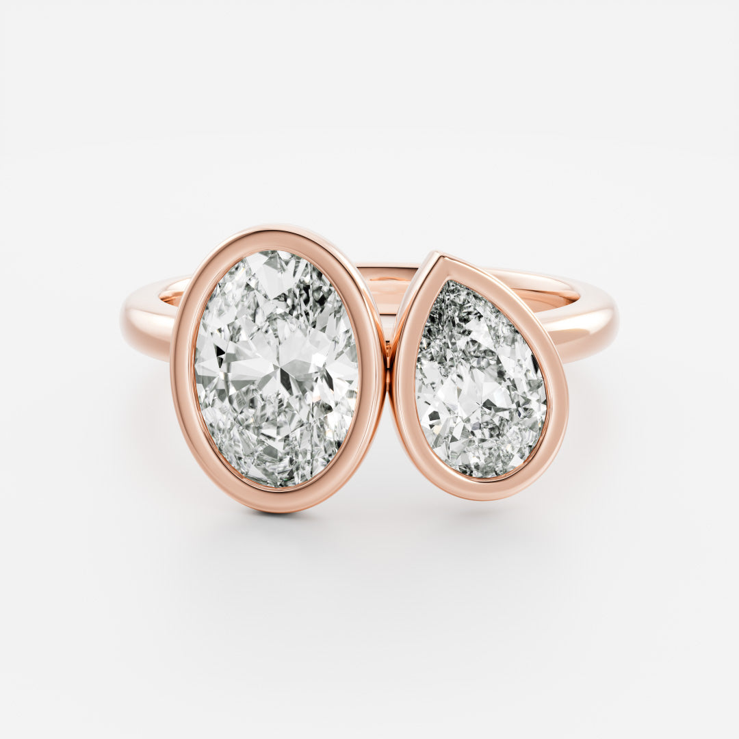 3 CT Pear & Oval: Bezel Toi Et Moi Lab Grown Diamond