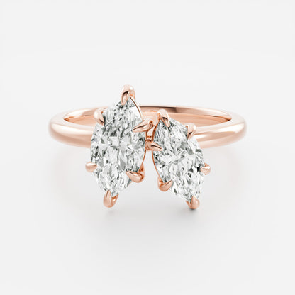 2 CT Marquise: Toi Et Moi Lab Grown Diamond Engagement Ring