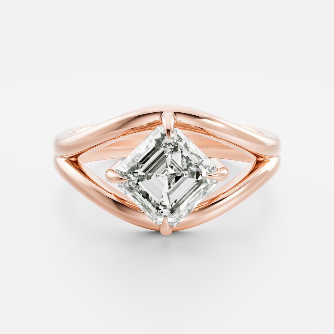 East-West Asscher: Split Shank Lab Grown Diamond