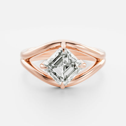 East-West Asscher: Split Shank Lab Grown Diamond