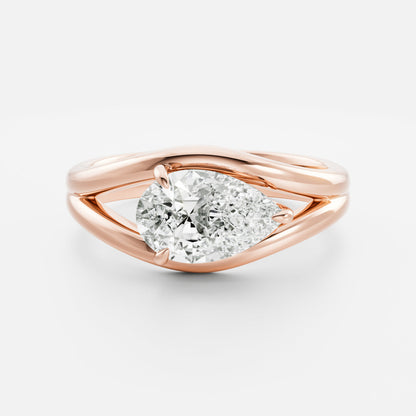2 CT East-West Pear: Split Shank Lab Grown Diamond