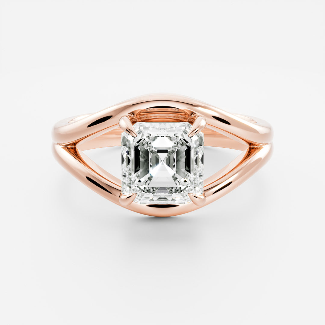 2 CT Asscher: Split Shank Lab Grown Diamond Engagement Ring