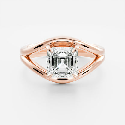 2 CT Asscher: Split Shank Lab Grown Diamond Engagement Ring