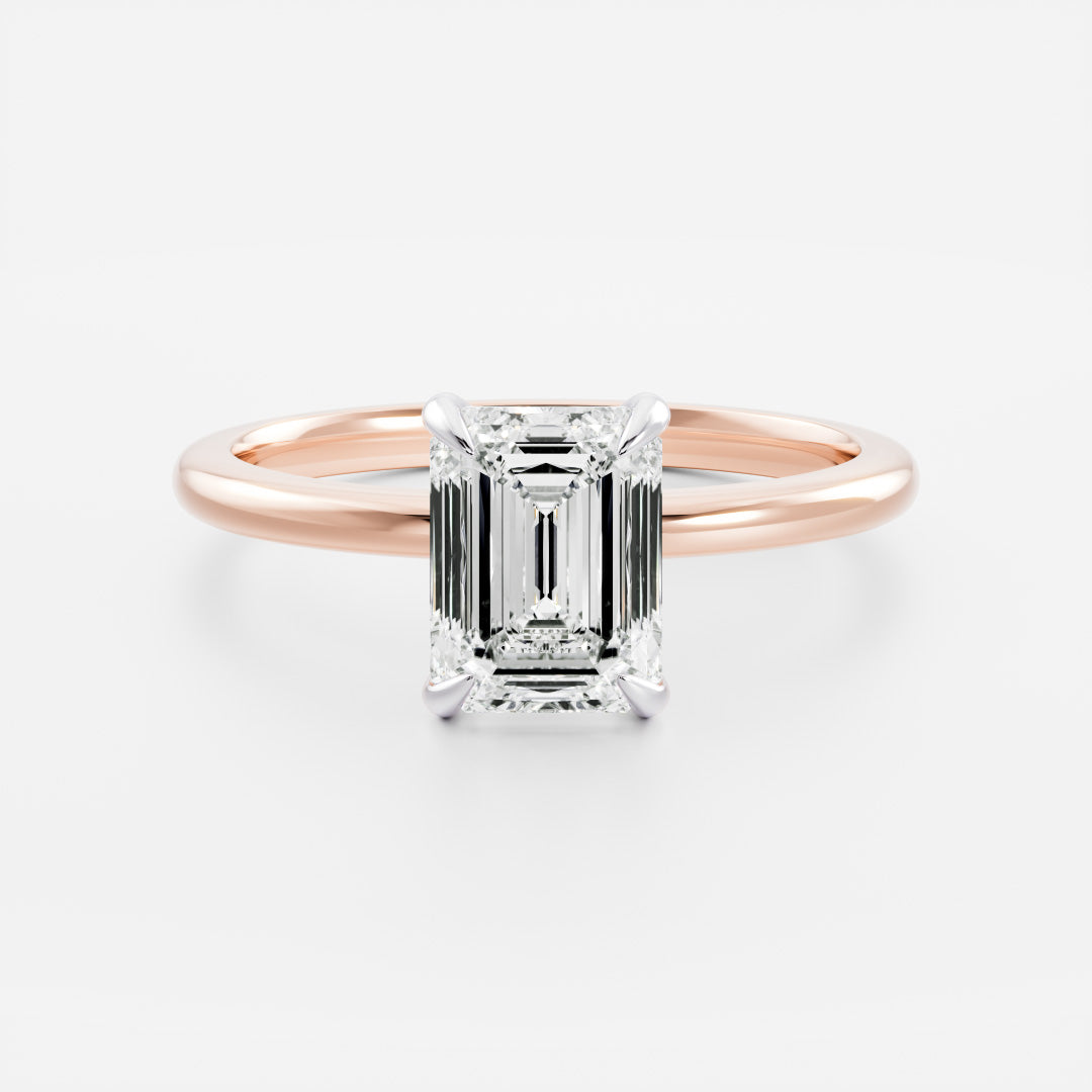 2 CT Emerald: Solitaire Lab Grown Diamond Engagement Ring