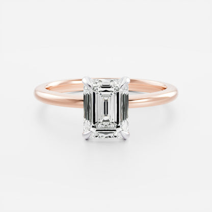 2 CT Emerald: Solitaire Lab Grown Diamond Engagement Ring