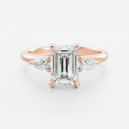 Emerald: Three Stone Lab Grown Diamond