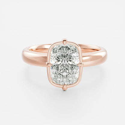 2.5 CT Elongated Cushion: Pronged Bezel Lab Grown Diamond Engagement Ring
