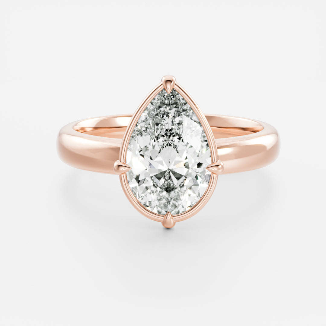 2 CT Pear: Pronged Bezel Lab Grown Diamond Engagement Ring