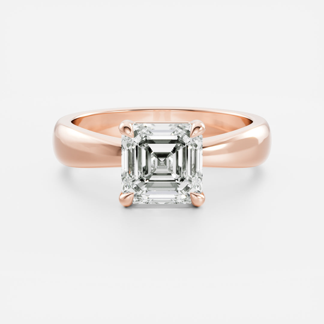 1 CT Asscher: Solitaire Lab Grown Diamond Engagement Ring