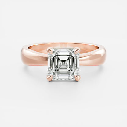 1 CT Asscher: Solitaire Lab Grown Diamond Engagement Ring