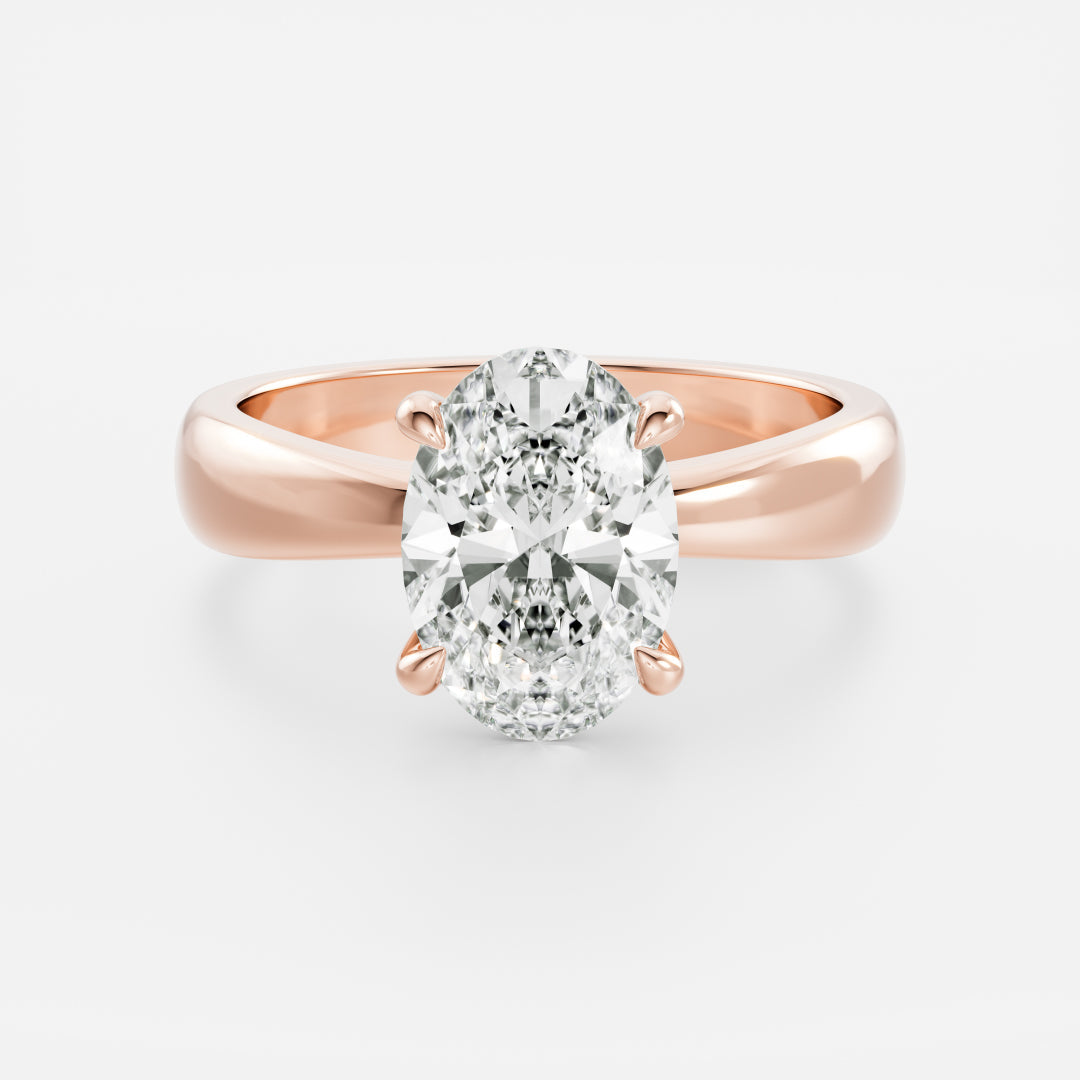 1.5 CT Oval: Chunky Solitaire Lab Grown Diamond Engagement Ring