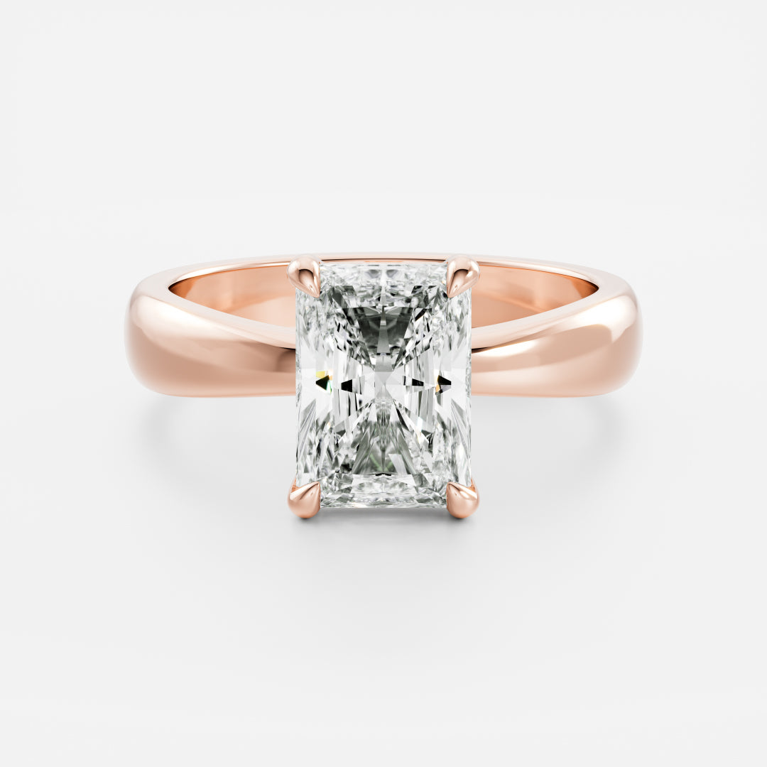 Radiant: Tapered Solitaire Lab Grown Diamond Engagement Ring