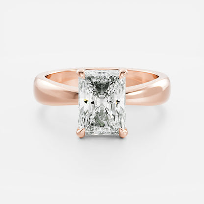 Radiant: Tapered Solitaire Lab Grown Diamond Engagement Ring