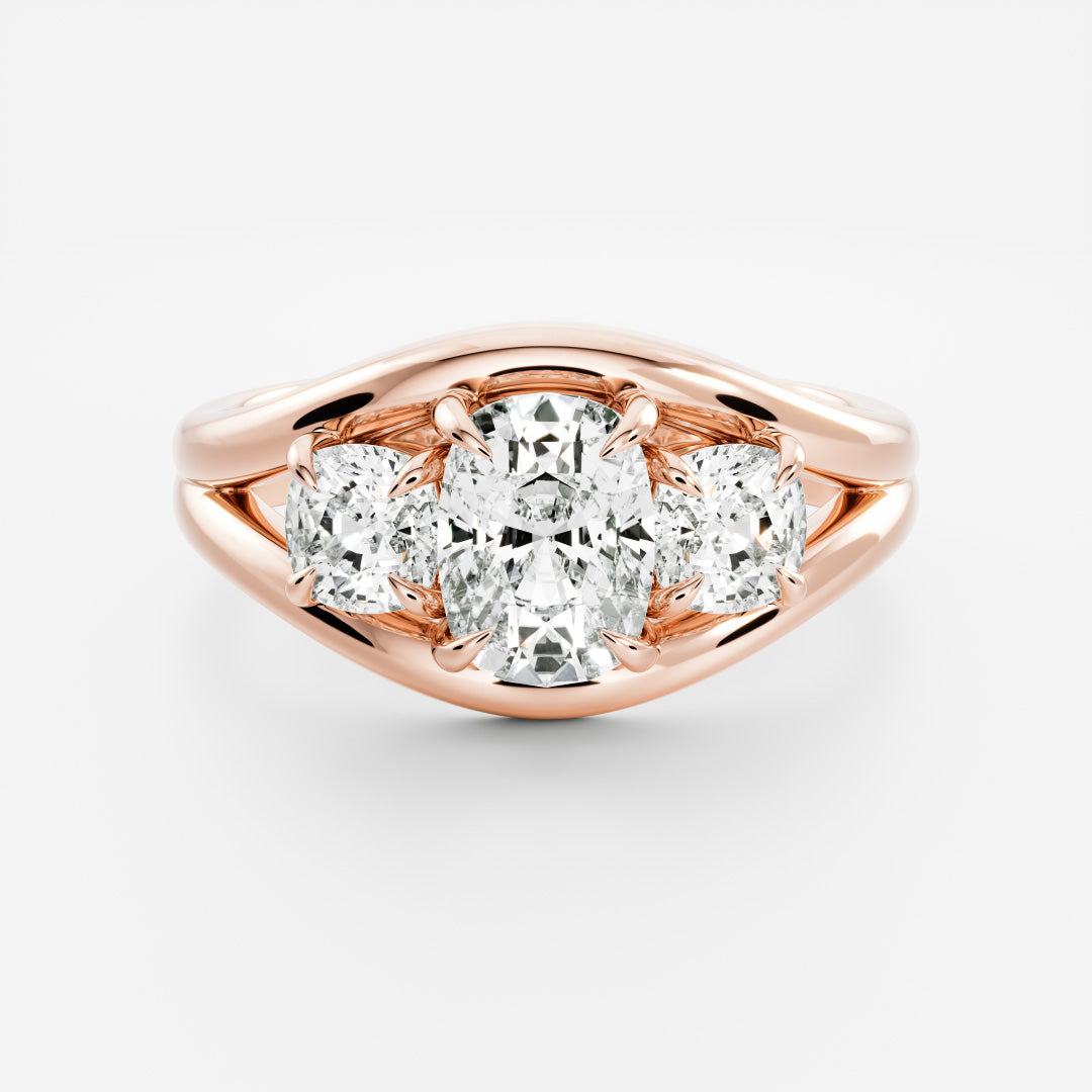 2.5 CT Elongated Cushion Split Shank Lab Grown Diamond Engagement Ring