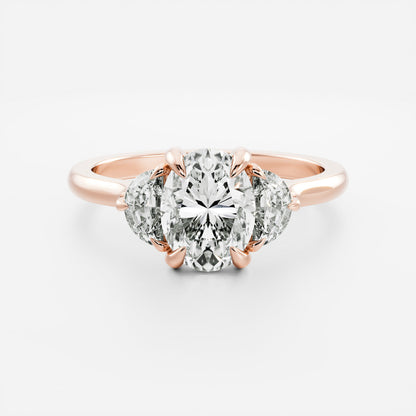 2.5 CT Oval: Three Stone Lab Grown Diamond