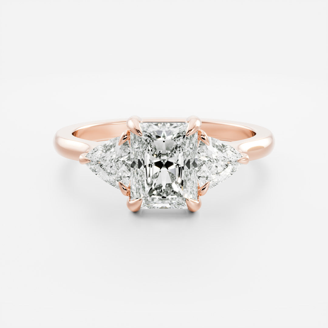 2 CT Radiant: Three Stone Lab Grown Diamond Engagement Ring