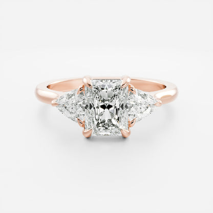 2 CT Radiant: Three Stone Lab Grown Diamond Engagement Ring