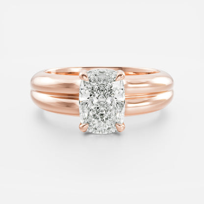 2 CT Elongated Cushion: Pronged Bezel Lab Grown Diamond Engagement Ring