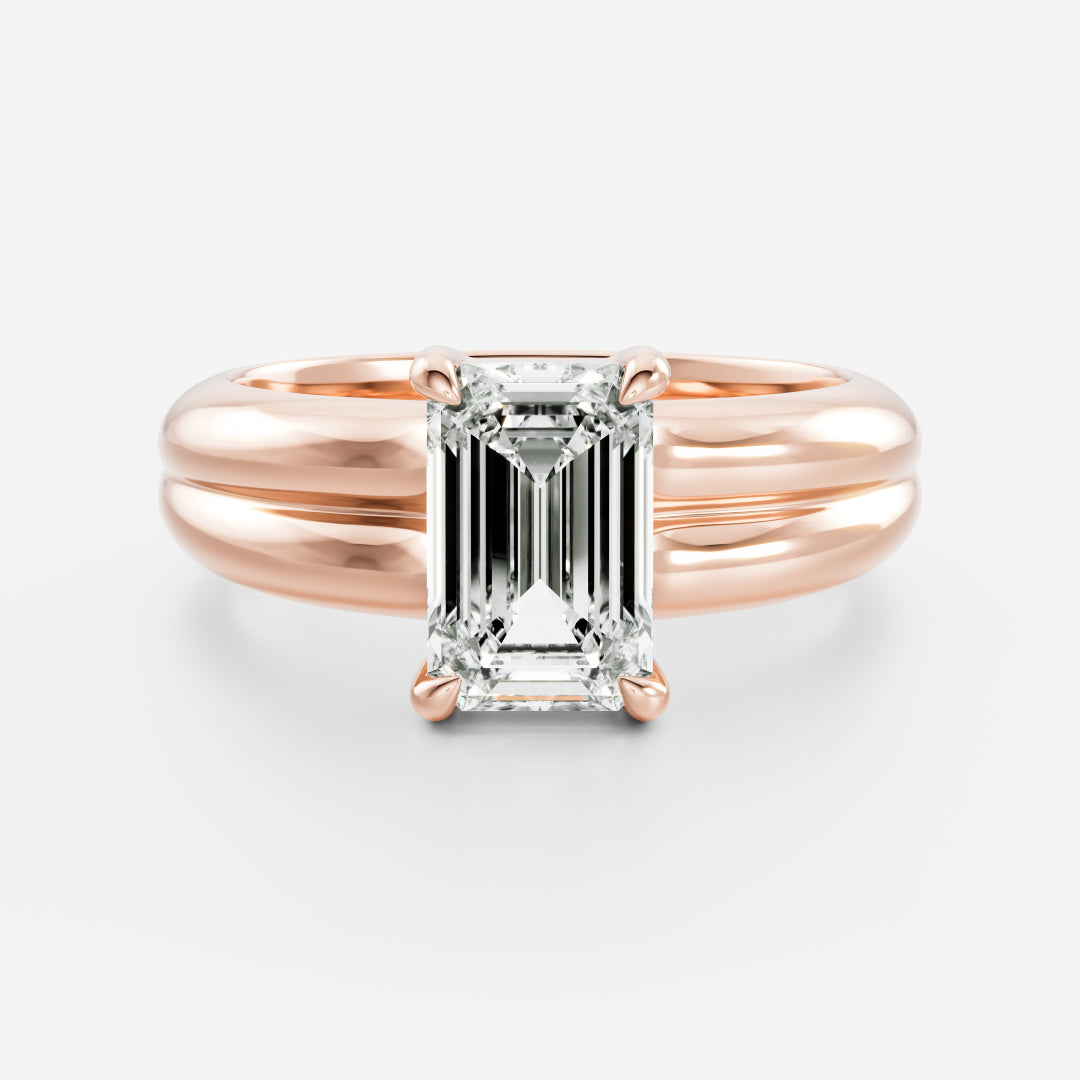 2 CT Emerald: Chunky Solitaire Lab Grown Diamond Engagement Ring