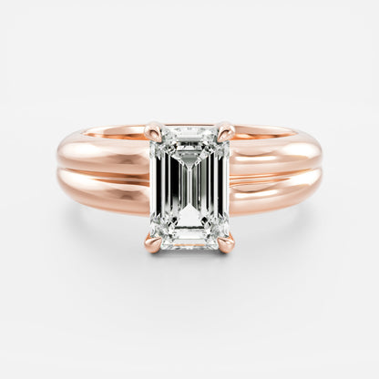 2 CT Emerald: Chunky Solitaire Lab Grown Diamond Engagement Ring