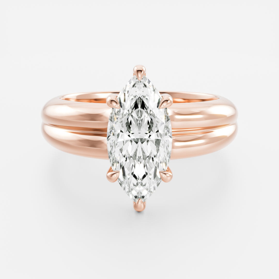 Marquise: Double Band Solitaire Lab Grown Diamond