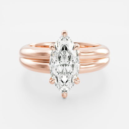 Marquise: Double Band Solitaire Lab Grown Diamond