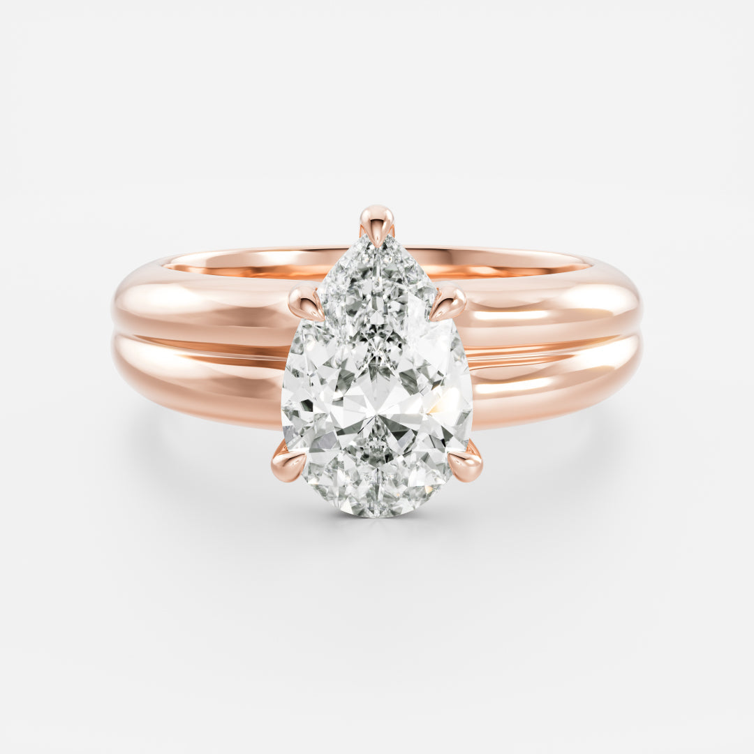 Pear: Double Band Solitaire Lab Grown Diamond