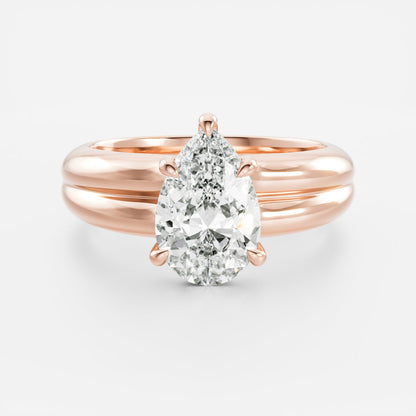 Pear: Double Band Solitaire Lab Grown Diamond