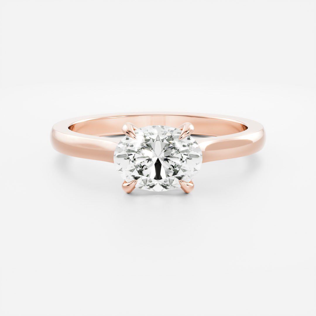 East-West Oval: Cathedral Solitaire Lab Grown Diamond