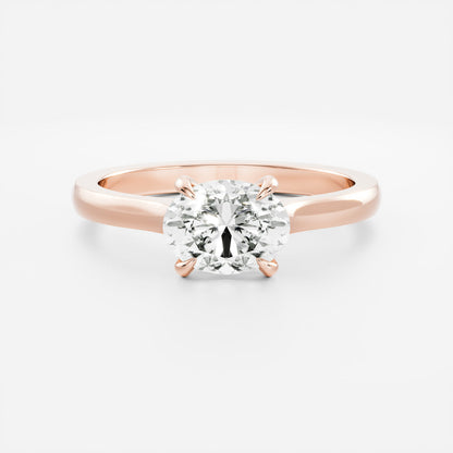 East-West Oval: Cathedral Solitaire Lab Grown Diamond
