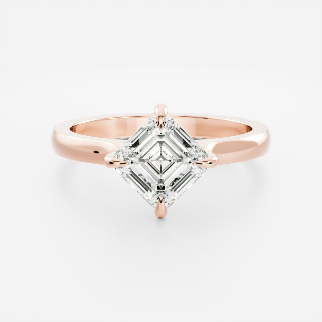 2 CT East-West Asscher: Cathedral Solitaire Lab Grown Diamond Engagement Ring