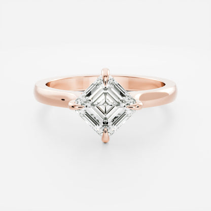 2 CT East-West Asscher: Cathedral Solitaire Lab Grown Diamond Engagement Ring