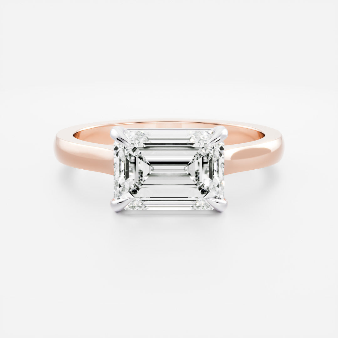 2 CT Emerald: East-West Cathedral Lab Grown Diamond