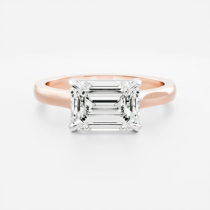 2 CT Emerald: East-West Cathedral Lab Grown Diamond