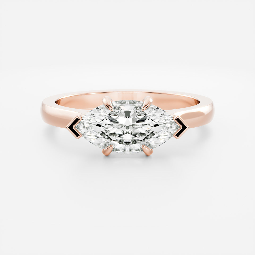East-West Marquise: Cathedral Solitaire Lab Grown Diamond